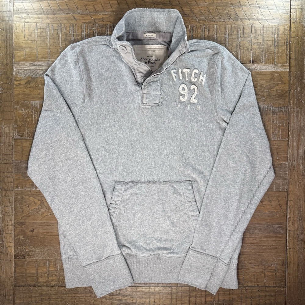 VTG Y2K Abercrombie & Fitch Mock Neck Button Sweatshirt Tag Sz XXL (Fits L)